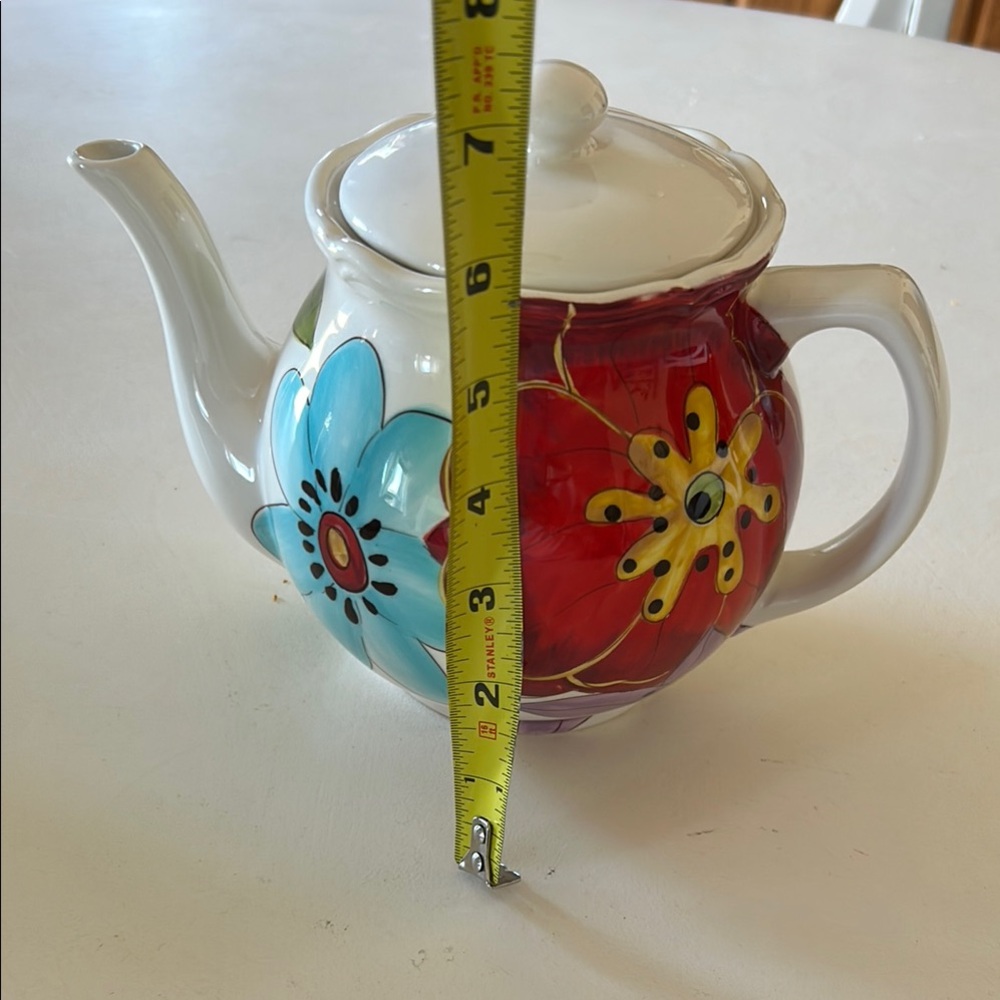 Floral Ceramic Teapot - Red and Blue - Picture 7 of 7